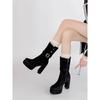 Spice Girl Waterproof High-heeled Boots Children 2025 New Small Thick Heel Heightening Temperament Suede Short Boots