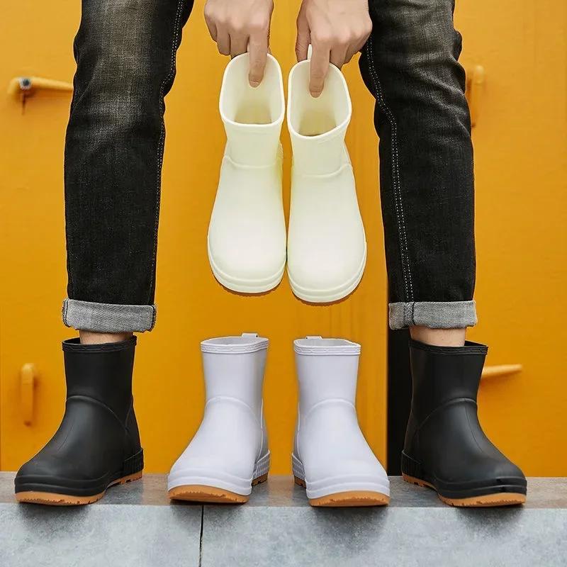 Fashion Rubber Water Boots Women Rain Boots Spring Outdoor Fashion Casual Rain Shoes Women 2025 Winter Thicken Cotton Cover Work Boots