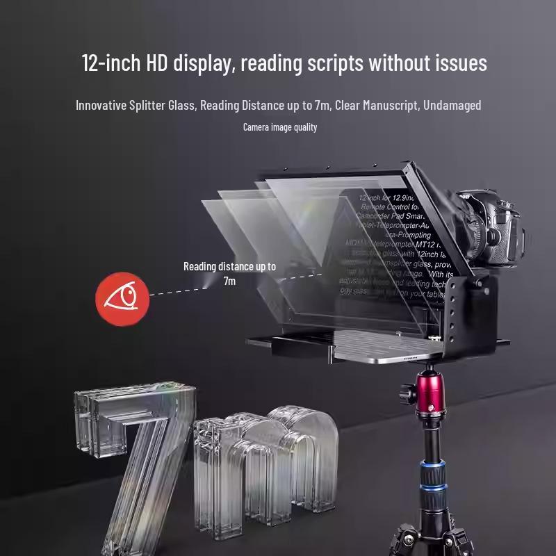 8MOMAN MT12 Teleprompter: Large-Screen Script Reader for Mobile Phones, DSLRs, and Tablets