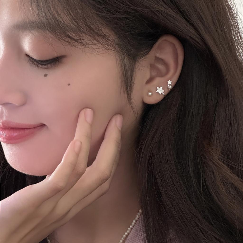 Forest-Style Trendy Drop Earrings Women Niche High-End Silver Needle Zircon Autumn Winter Exquisite Star Anniversary 18K Gold