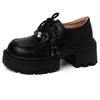 Fashion retro thick heel bag head single shoes British style lace-up small leather shoes women's autumn Japanese round head platform loafers