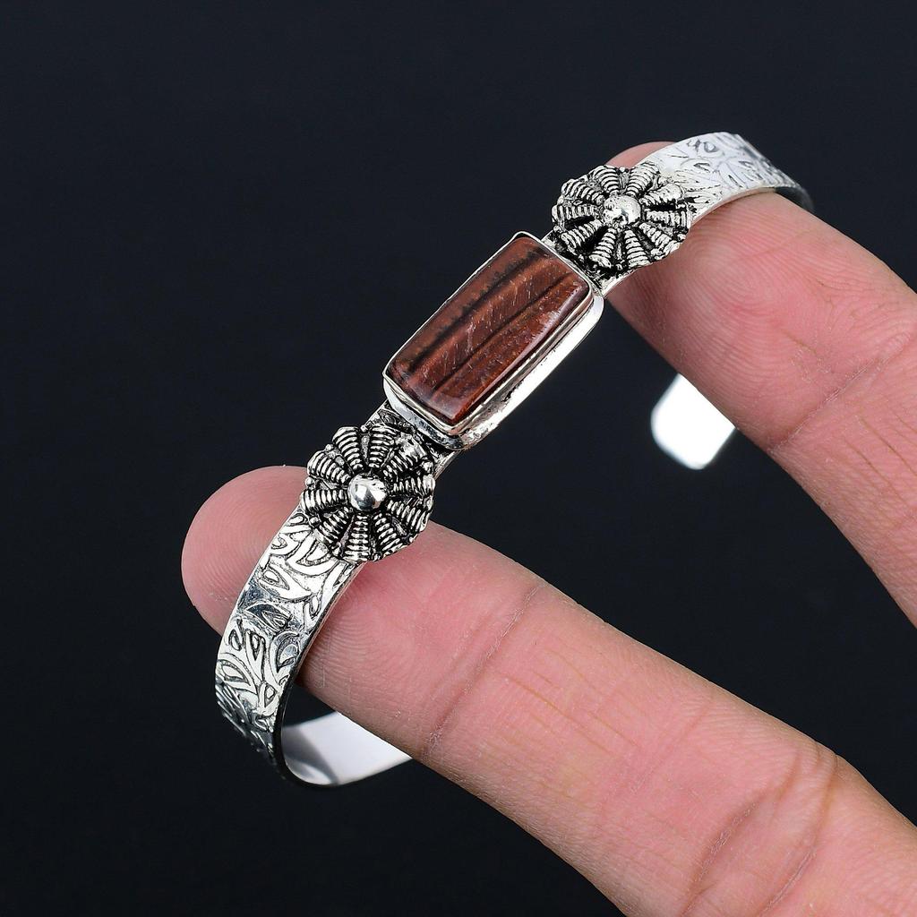 Friendship Day Sale Sterling Silver Sacral Chakra Tiger Eye Stone Wife Bangle