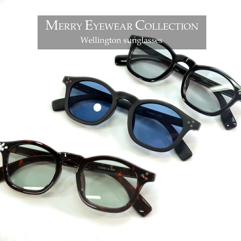 [MERRY PLEASURE] Sunglasses for Men and Women, UV Protection, Fashion Glasses, Wellington Style, Tinted Lenses (Lightly Colored)