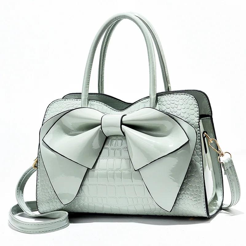 Large Capacity Bow Ladies Crossbody Bag High Quality Luxury Bright Leather Shoulder Tote Bags