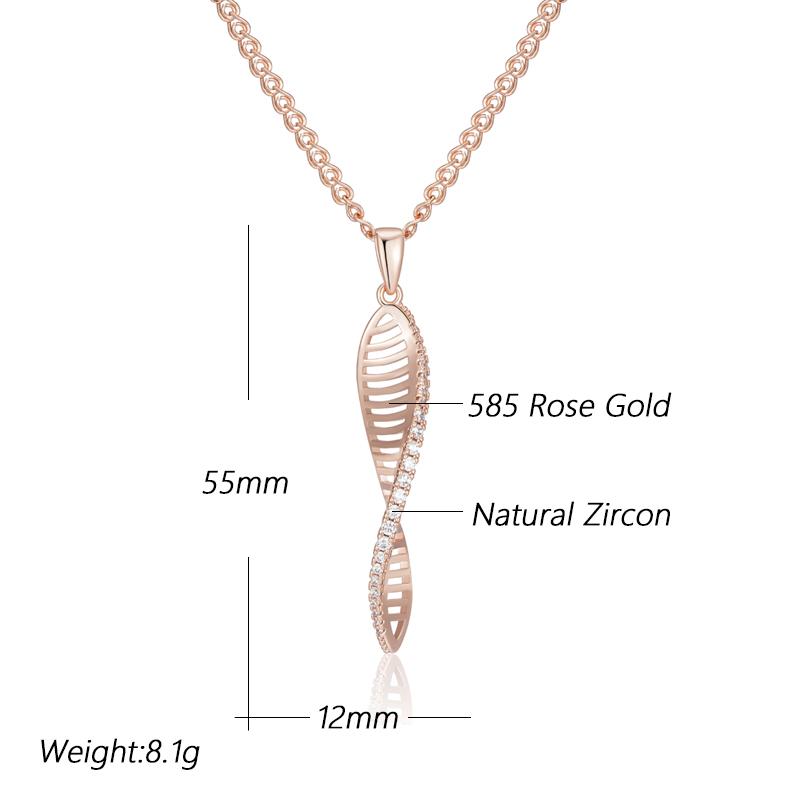 Kienl   Rose Gold Color Long Pendant Necklace For Women Crystal Flower Natural Zircon Accessories Daily Vintage Jewelry