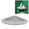 Bathroom Shelf Organizer No Punching Corner Shelf Shampoo Holder Storage Rack with Hook(Gray )