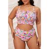 2025 Print 2 Piece Plus Size Bikini Women Verge Strapped Large Swimsuit High Waist Lady Swimwear Beach Chubby Curvy Bathing Suit