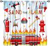 Monster Truck Curtains Boys Cartoon Red Blue Car Game Cool Racing Window Kids Bedroom Living Room Playroom Curtain For Sitting Made Of Polyester