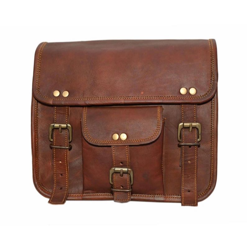 Handmade Leather Motorcycle Saddle Bags Vintage Bike Panniers