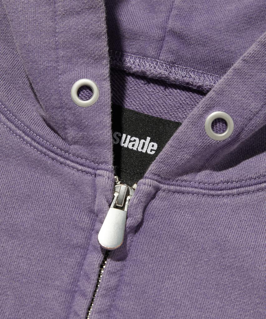 Suade Cropped Washed Hood Zip Up [Purple]