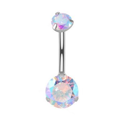 Titanium Navel Ring With Opal Cubic Zirconia - Tpp-014 1.6/10