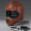 Tokyo Style Motorcycle Black Leather Full Face Retro Helmet Motorcycle Casco Moto Japan TT Helmets Fiberglass With Visor