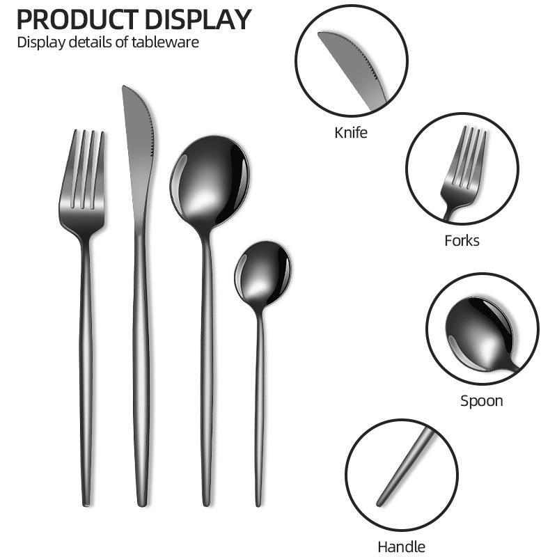 2025 Stainless Steel 24-Piece Cutlery Set for Hotels & Restaurants: Steak Knife, Fork & Spoon