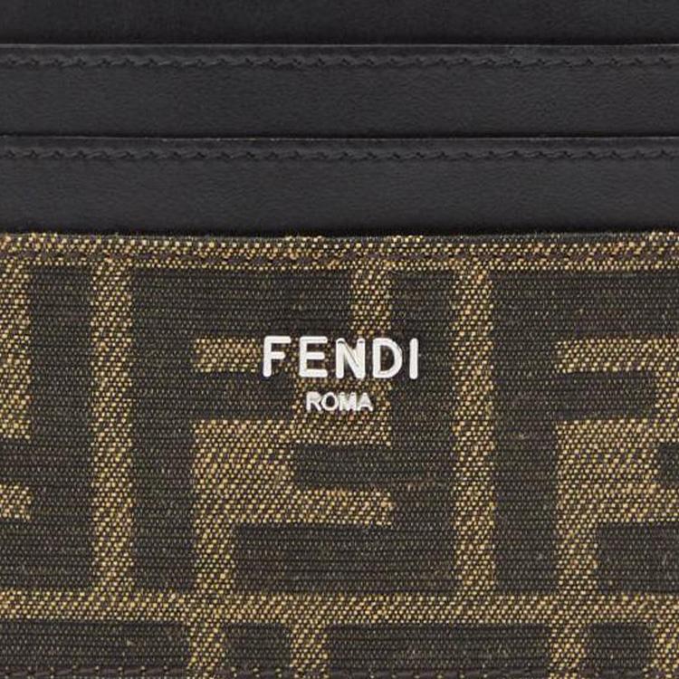 Fendi Roma Series Brand Logo Calfskin Card Holder Men Card Holder Brown 7M0164ALWKF0L3T