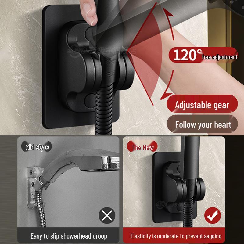 Punch-Free Adjustable Shower Head Holder with Hook