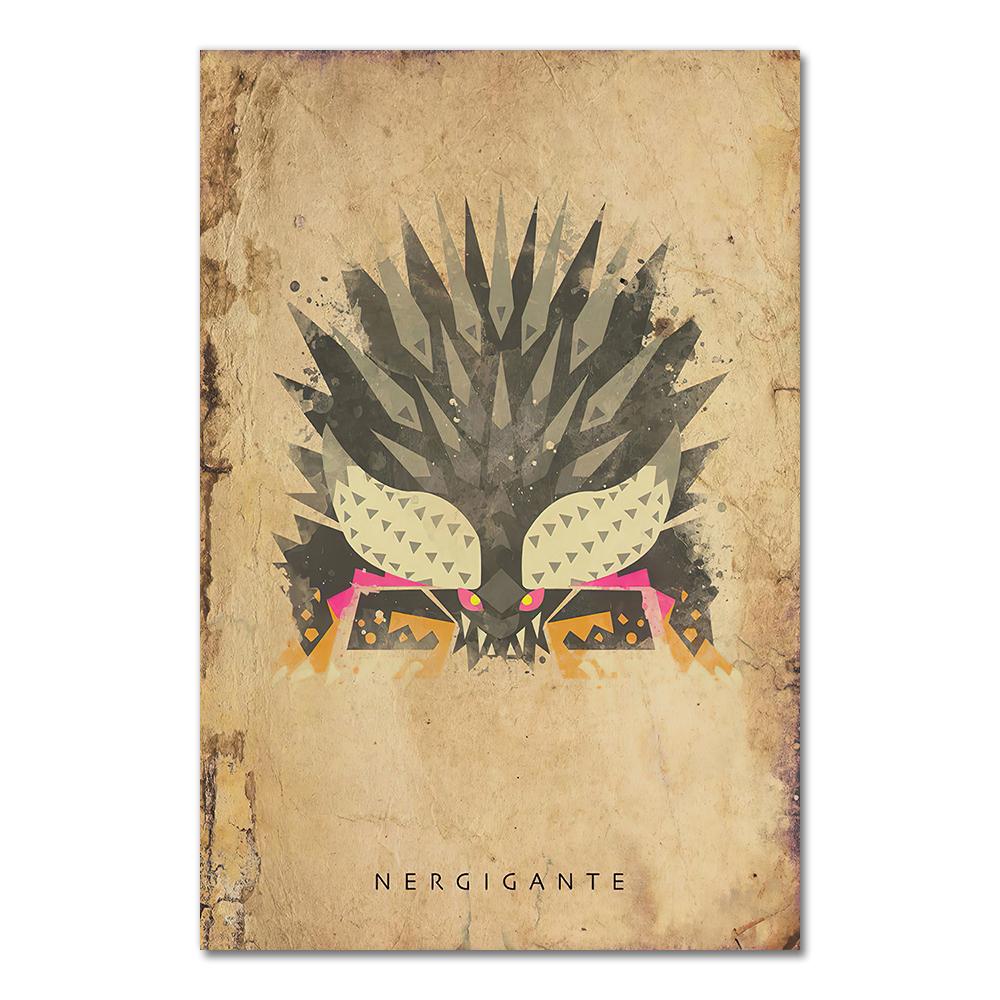 Monster Hunter Poster Hanging Painting Japanese-Style Game Animated Cafe Canvas Painting Wall Pictures for Living Room Art