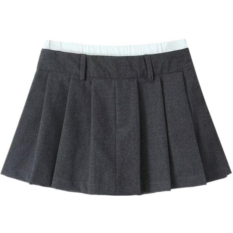 

Fashion Style Winter New Women s Clothing Stylish Slim Looking All-Matching Graceful Wide Pleated Skirt 7484051 803 Striper Gray L