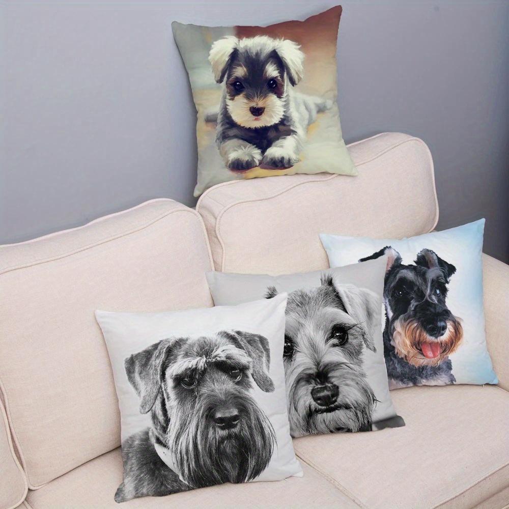 Décoration d'intérieur Mignon Schnauzer Chien Impressions Housse de Coussin Motif Housse de Coussin Convient Pour Canapé Chambre Voiture Housse de Coussin