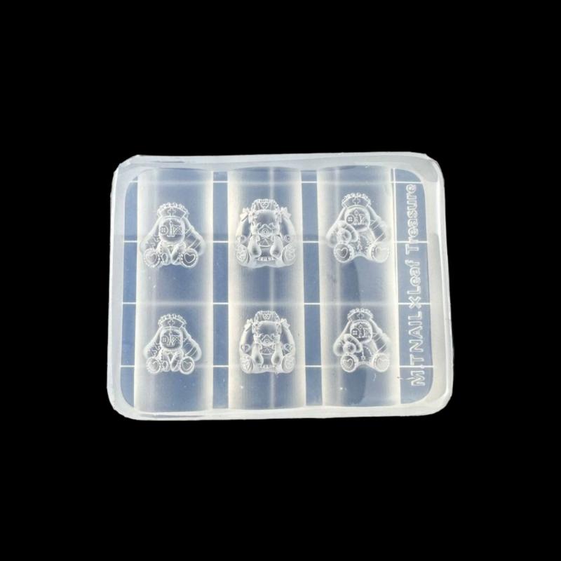 Cartoon Cute Lace Bow Rabbit Silicone Nail Molds Transparent Carving Nail Template Manicure Design Tool Diy Nail Art Decoration