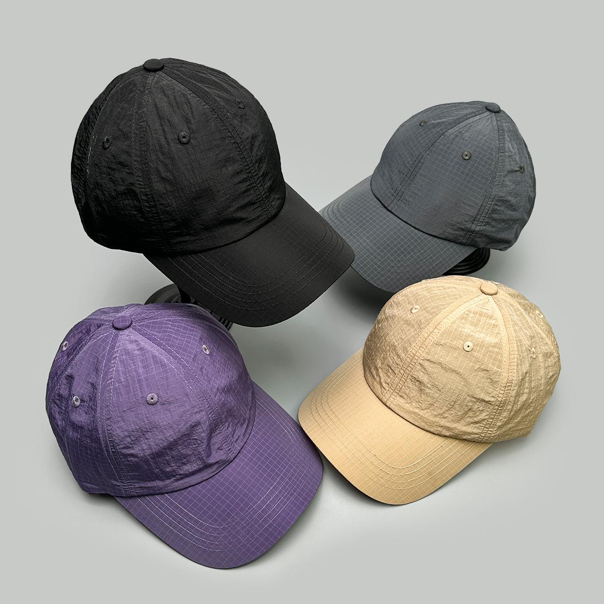 Supermarket Go Women's Green Spring And Summer Simple Solid Color Small Plaid Quick-Drying Baseball Cap Men's And Sunshade Retro Travel Casual Cap 52-60Cm