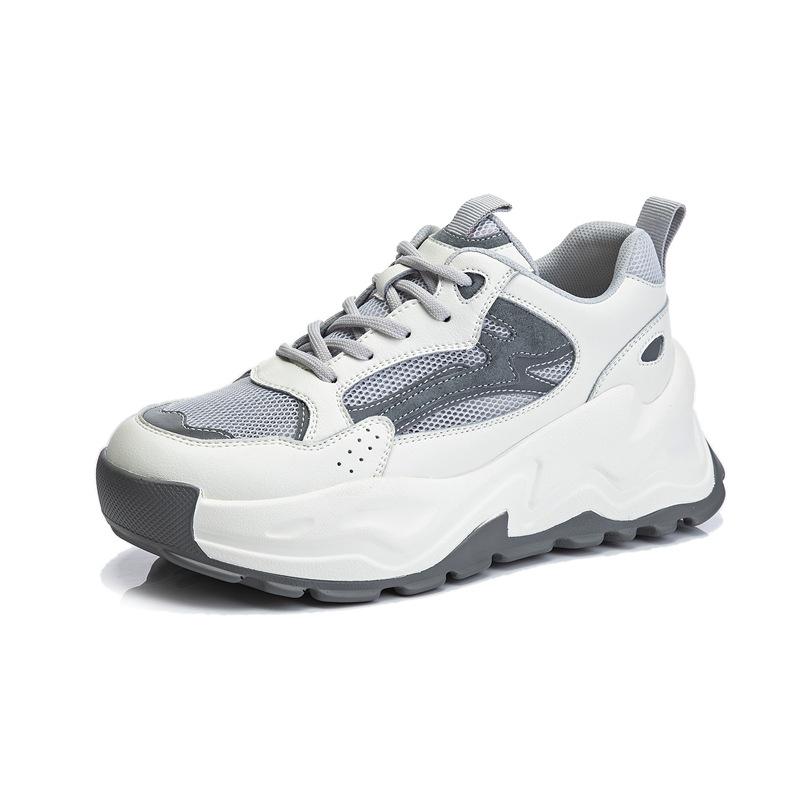 Genuine leather women's shoes 2025 new summer leisure sports breathable dad shoes women's thick-soled versatile shallow single shoes children