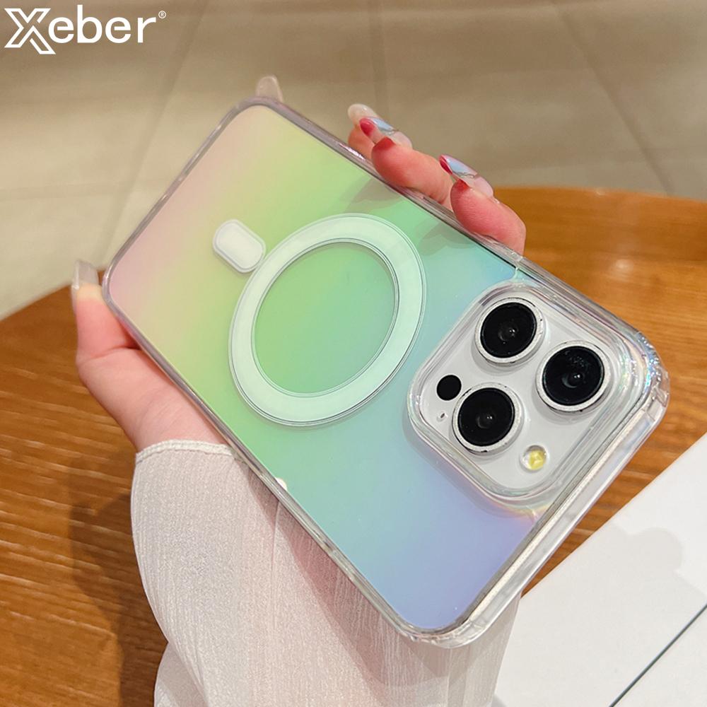 Luxury Gradient Rainbow Laser For Magsafe Magnetic Case For iPhone 17 16 15 14 13 Mini 12 11 Pro Max XS X XR 7 8 Plus Hard Cover