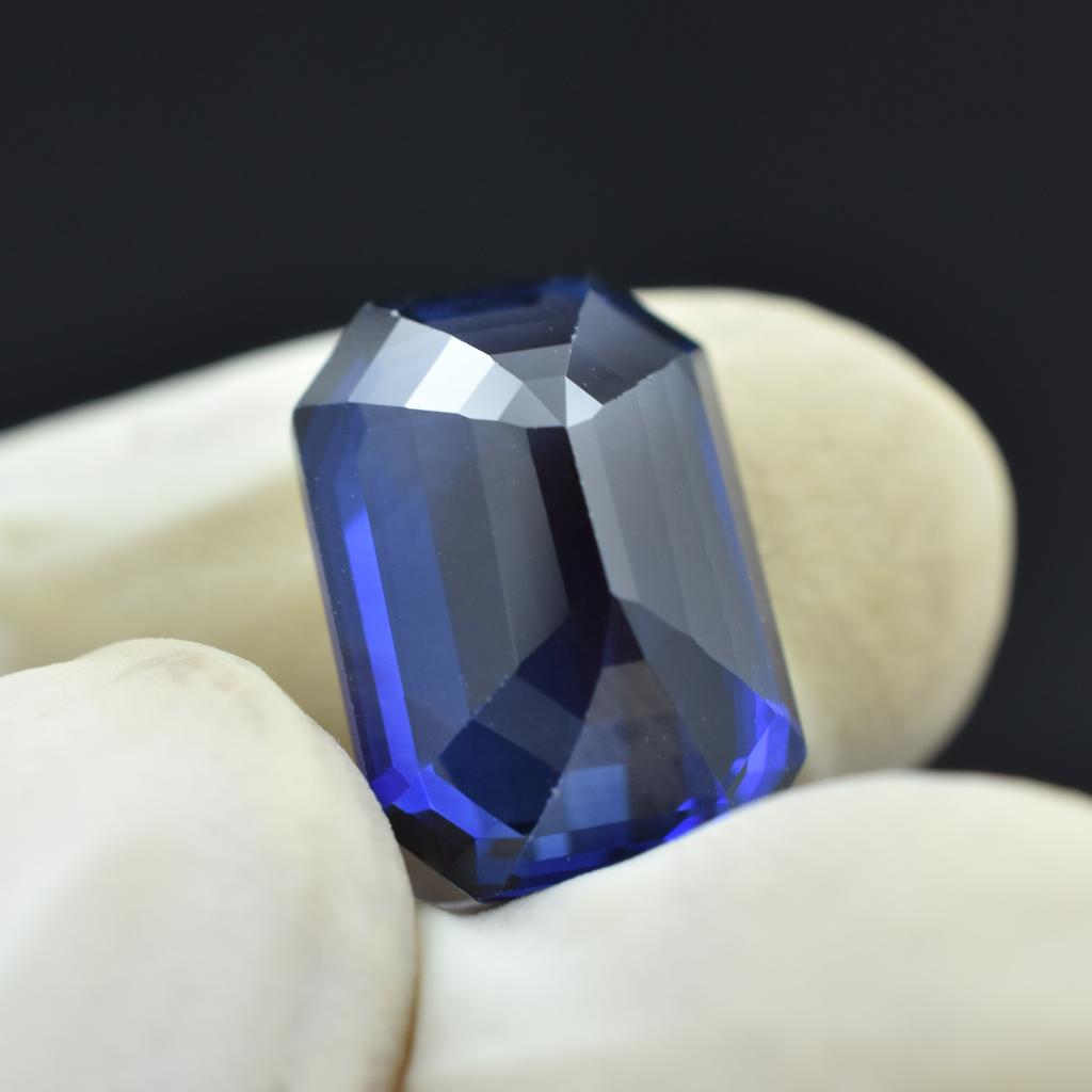 Natural Blue Tanzanite Loose Gemstone Dark 12.90 Ct Emerald Cut for Jewelry Making and Crafts