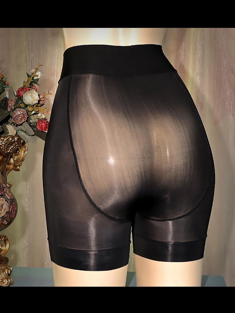 Sexy Women Oil Gloosy Elastic Briefs Underwear Safe Bottom Wear Sexy Sheer See Through Maid Tights Open Crotch Plus Size