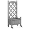 Planter with Trellis and Casters Grey Solid Wood (Spruce)