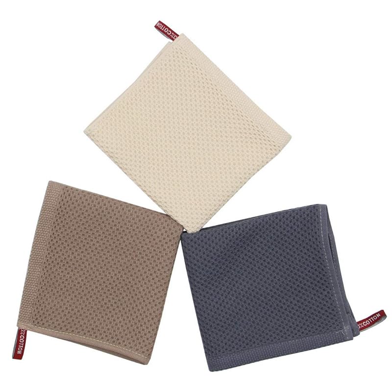 Mia sDream Natural Cotton Tidy Dish Cloths Rags, Waffle Weave Kitchen Towels and Dishcloths Sets, Soft and Absorbent Hand 12inch x 12inch
