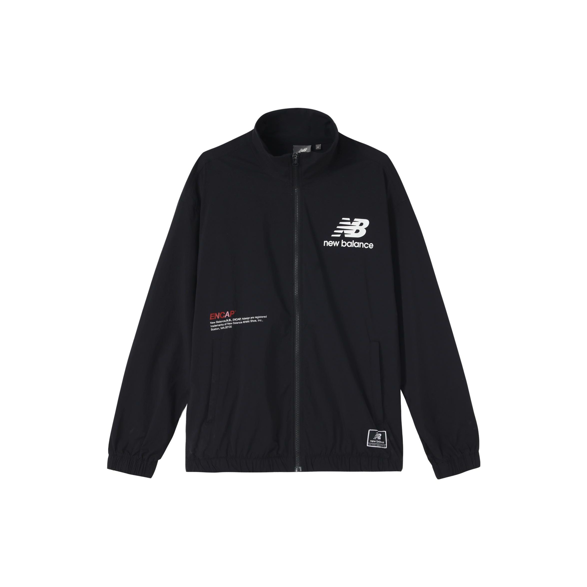 

New Balance с логотипом алфавита и воротником на молнии, повседневная куртка, куртки унисекс, черный NAA24031-BK