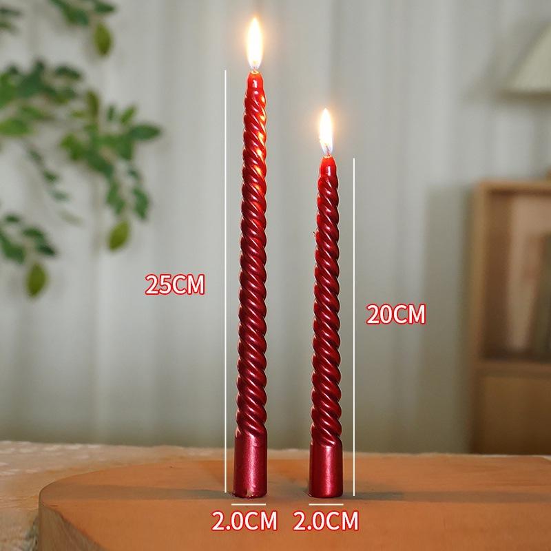 Thread Candle Western Food Romantic Wedding Spiral Long Candle Without Christmas Birthday Pole Candlestick European Style Candle