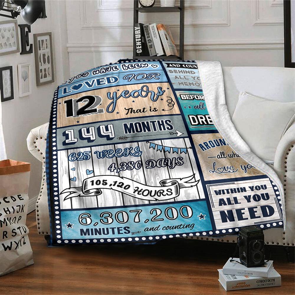 12Th Birthday Celebration Gift Blanket Warmthful Decor Throw Sofa Couch Office Occasions Versatile Accessory Birthday Christmas Gift Blanket Y6
