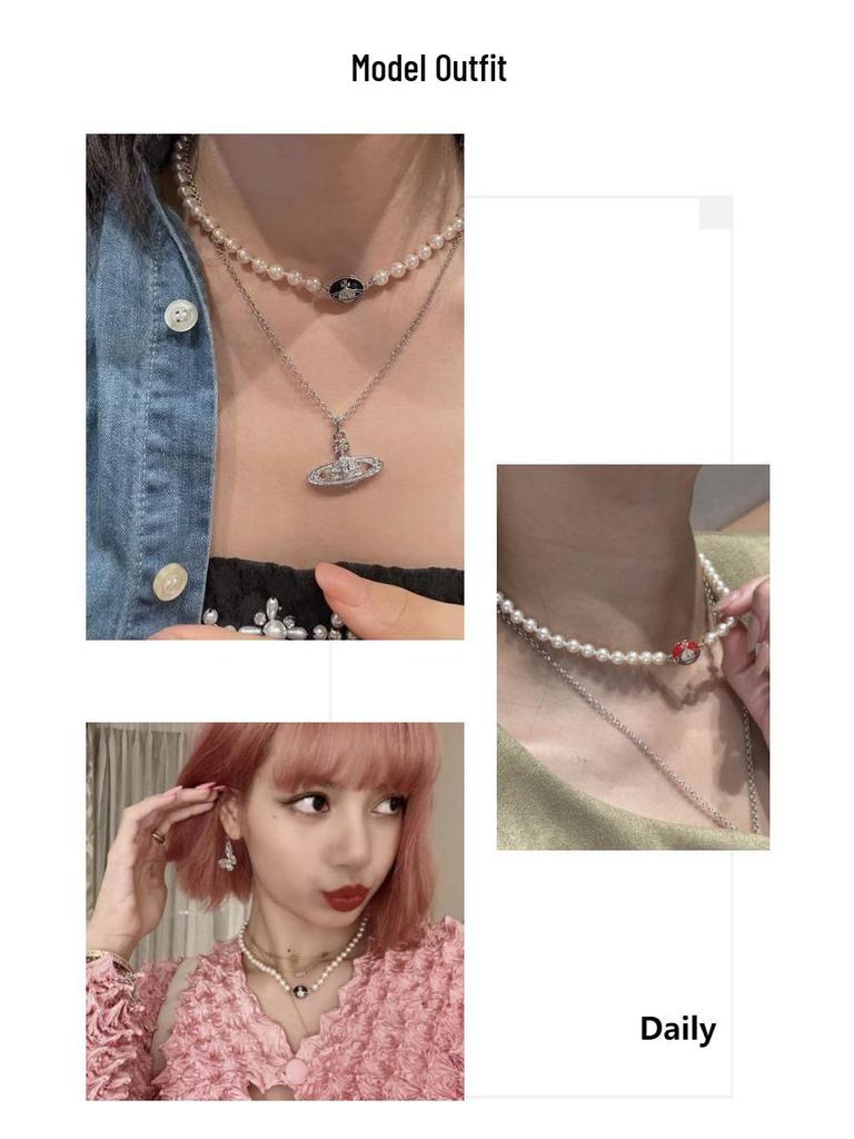 Empress Dowager Cixi Enamel Buckle Pearl Necklace: Sweet Cool Clavicle Chain