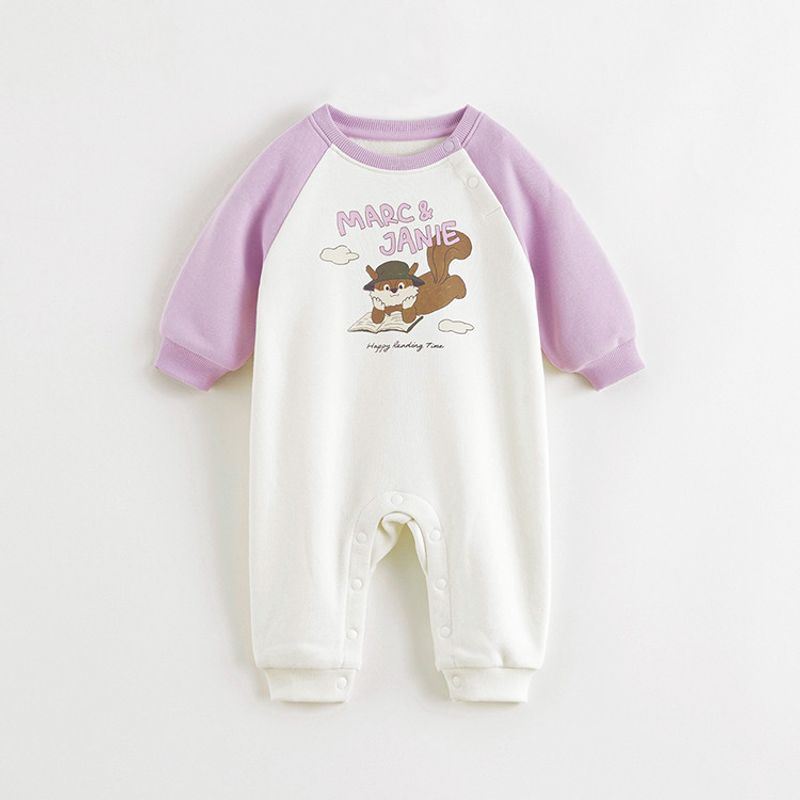 Mark Jenny Baby Cute Squirrel Color-Block Romper Infant Jumpsuit 2026 Spring New Product 250077 Hibiscus Purple 66