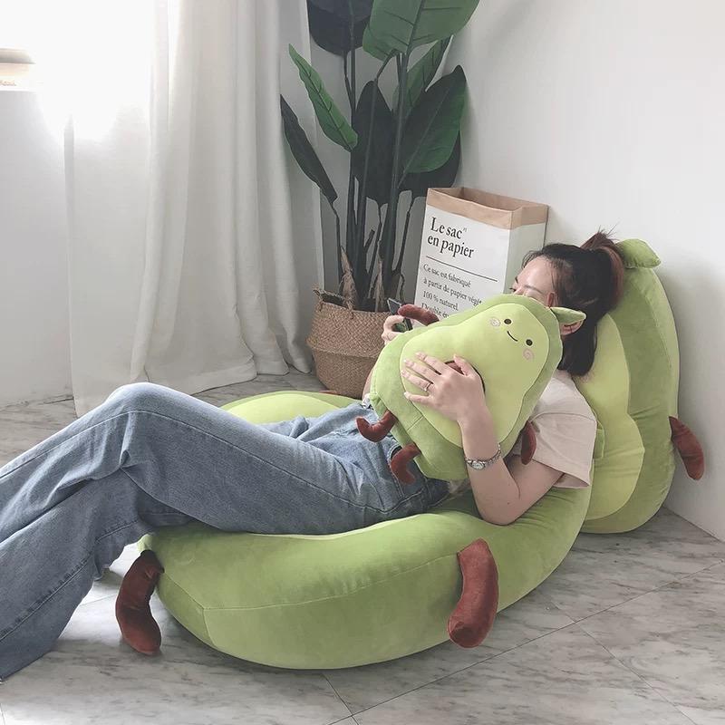 Cute Avocado Plush Toy Cartoon Smile  Avocado Sleeping Pillow Cushion Stuffed Plant Soft Doll Fruit Pillow Baby Toy Gift for Her