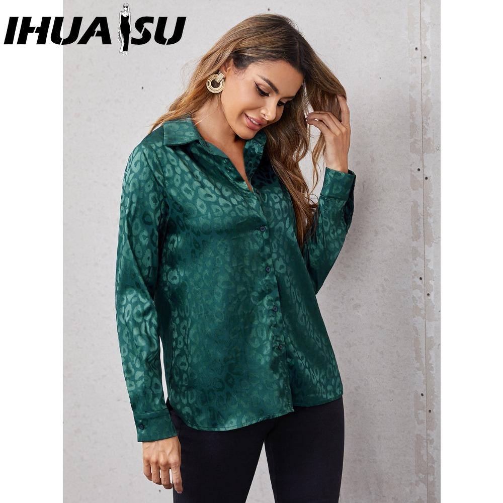 IHUASU Dámská móda Ležérní Halenky a košile s dlouhým rukávem s POLO límečkem