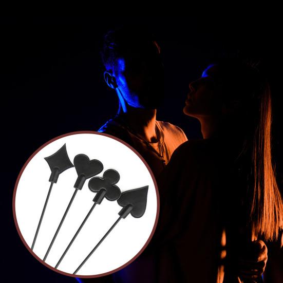 Poker-Themed Faux Leather Paddle for BDSM Play Spanking Tool with Fringe & Card-Shaped Slapper Ergonomic Handle Discreet Adult Toy for Couples'