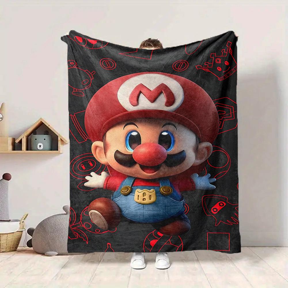 1pc Mario Adventure Soft & Warm Flannel Blanket, Multi-Purpose Throw Blanket for Couch, Sofa, Office, Bed, Camping, Travel 157
