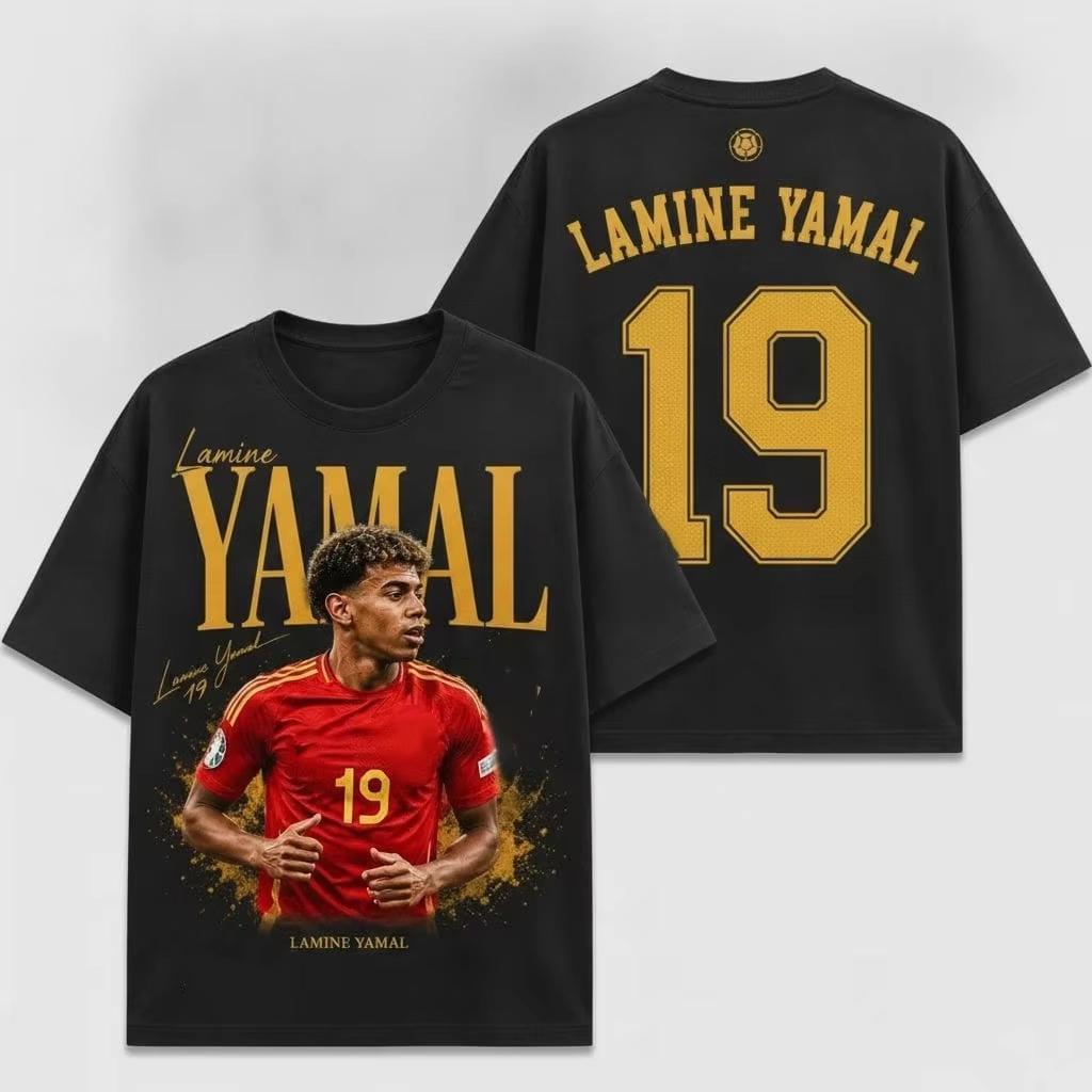 Lamine Yamal Spanien NR.19 T-Shirt Herren und Damen Sommer 100% Baumwolle Y2K Kleidung Mode Hohe Qualität Kurzarm Damen Herren Kleidung S brown