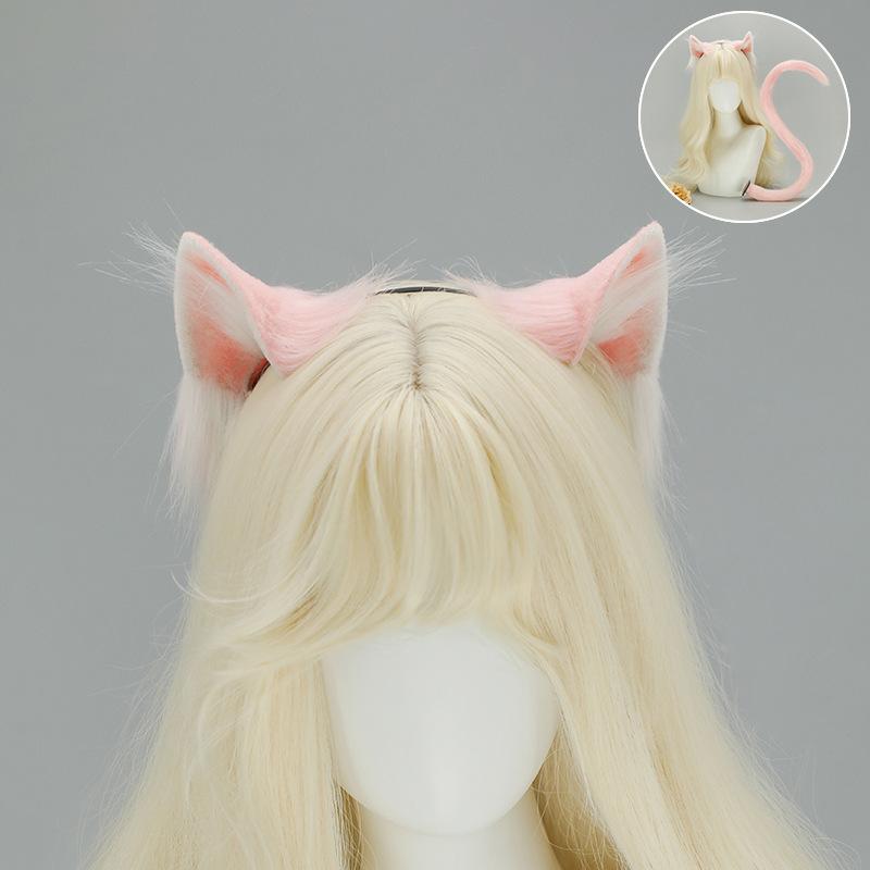 Handmade Plush Cat Ear Headband & Tail Set - Realistic Cosplay Props for Anime Conventions