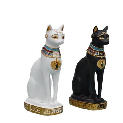 Estatua de gato decorativa, figura de gato egipcio, estatua decorativa, estatua de diosa gata vintage, adorno de animal en miniatura para el hogar y el jardín