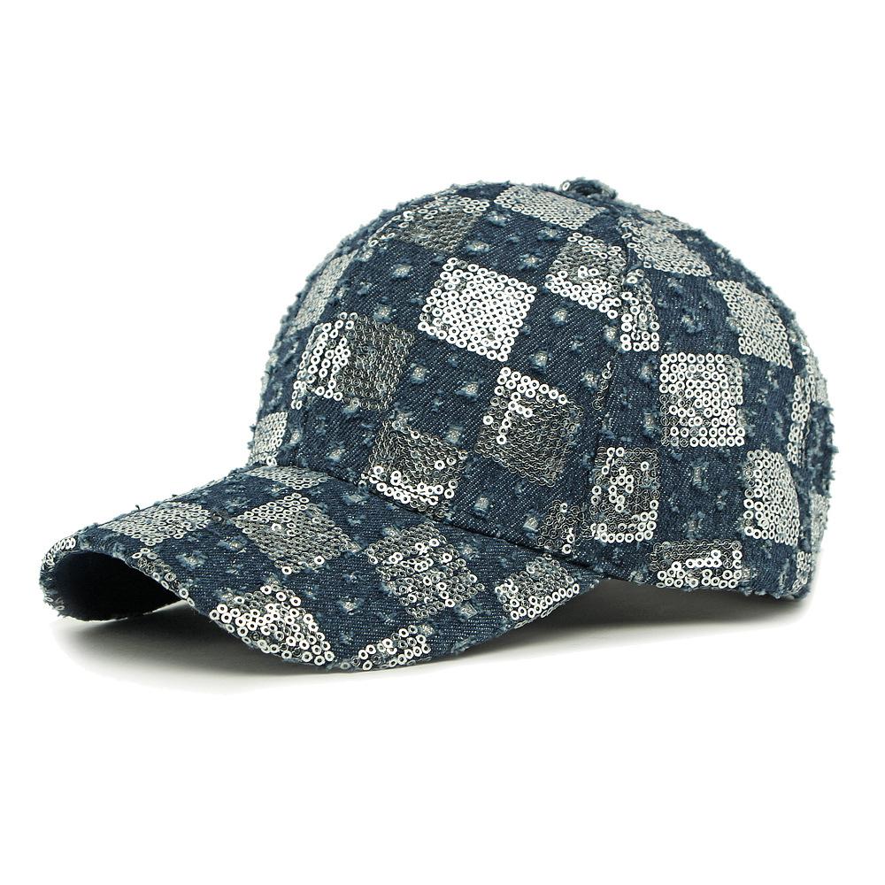 Women's Sequin Baseball Cap Men Denim Cap Outdoor Sun Protection Sun Hat