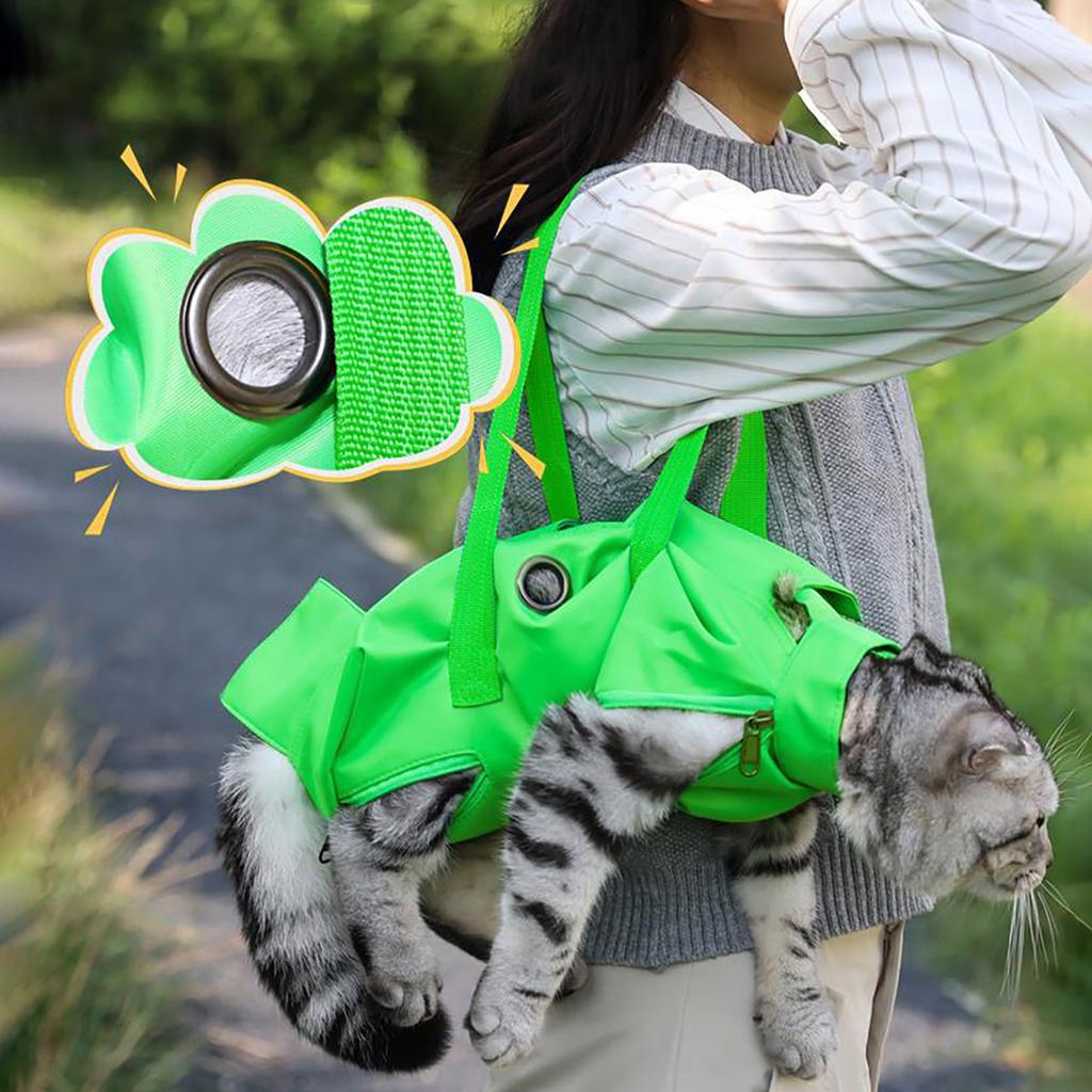 Portable Foldable Cat Backpack Classic Style Anti-Scratch Bite Pet Carrying Bag Solid Pattern Zipper Closure for Outdoor Use