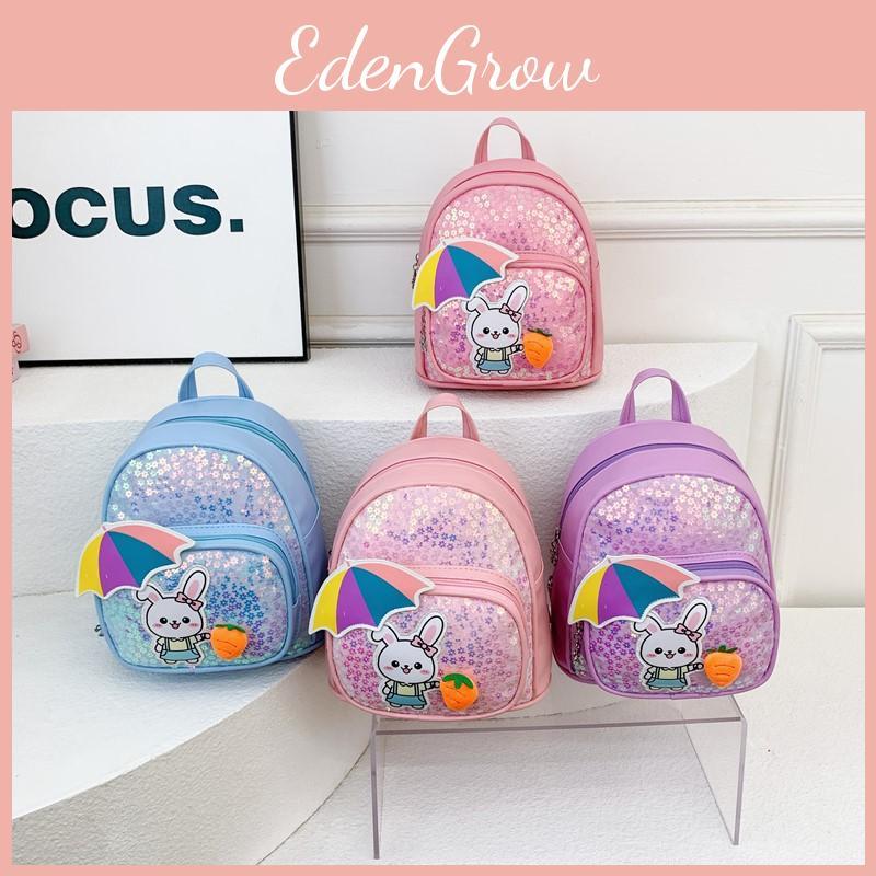 Rabbit Bright Sequin Pattern Backpack With Pu Fabric For Schoolbag Learning
