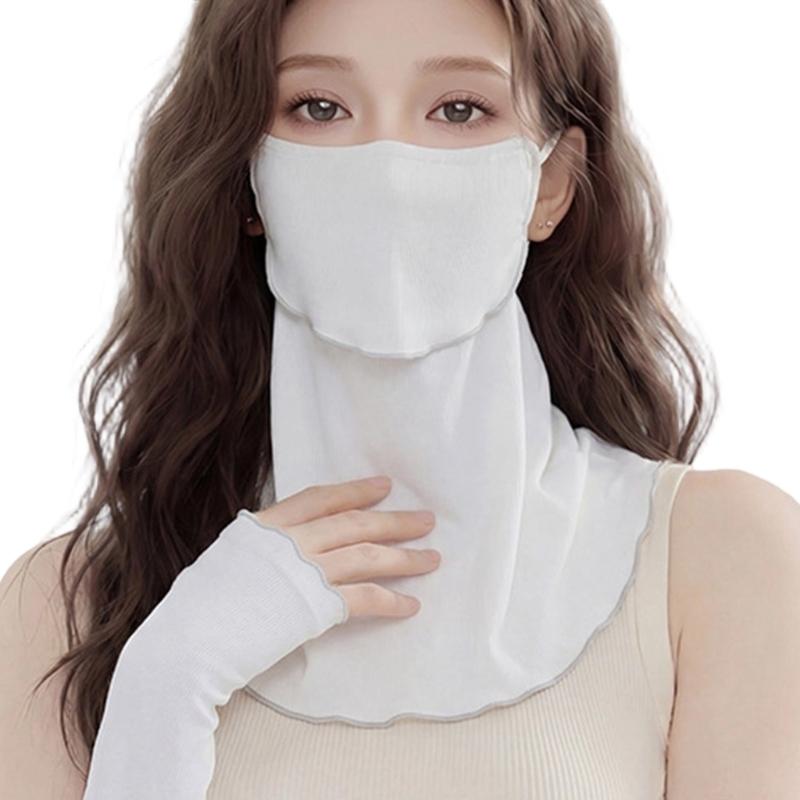 Ruffle Trim Face Cover for Women Sun Protections Half Face Mask with Neck Shielding for Outdoor Cycling Hiking Commuting