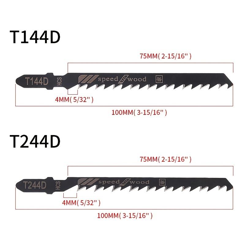 5 Pieces 100mm Jump Saw Blade T144D/T244D HCS Reciprocating Blade Curve Saw Blade Set for High Speed Wood Cutting Green Packagin