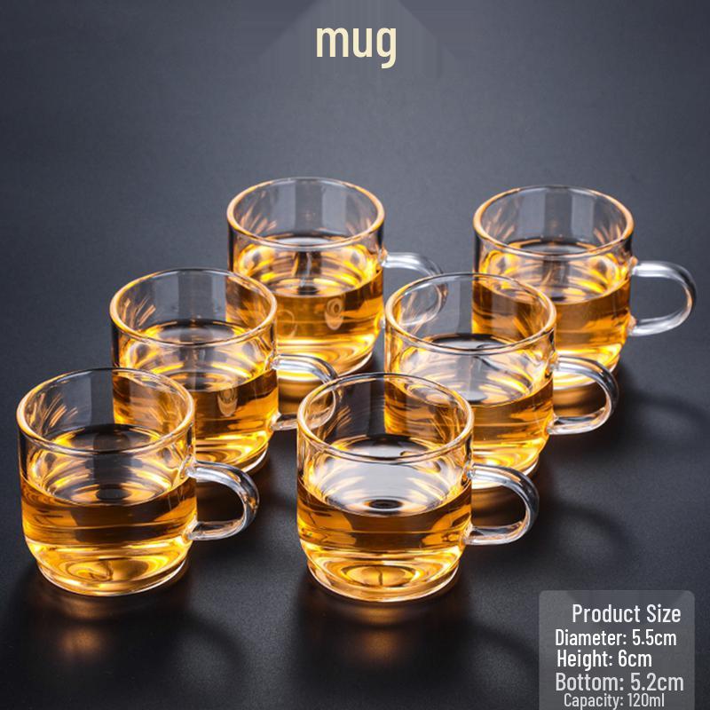 Double-Layer Heat-Resistant Glass Tea Cup with Handle for Kung Fu Tea