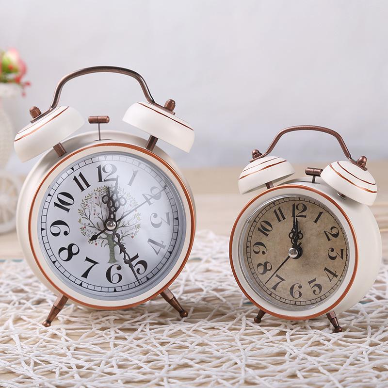 European Retro Double Bell Alarm Clock with Night Light Alarm Clock