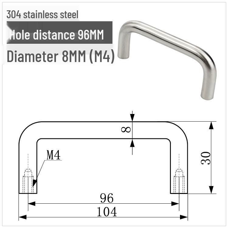 Maniglia a U per Armadio in Acciaio Inossidabile 304, Pomolo Rotondo in Acciaio al Carbonio Lucidato, disponibile nelle misure M3, M4, M5.